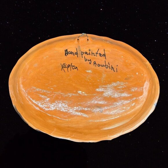 Vintage Oval Tray Hand Painted Rowbini Dish Apepros 13”L 9.5”W Sail Boat Vintage - Picture 4 of 9